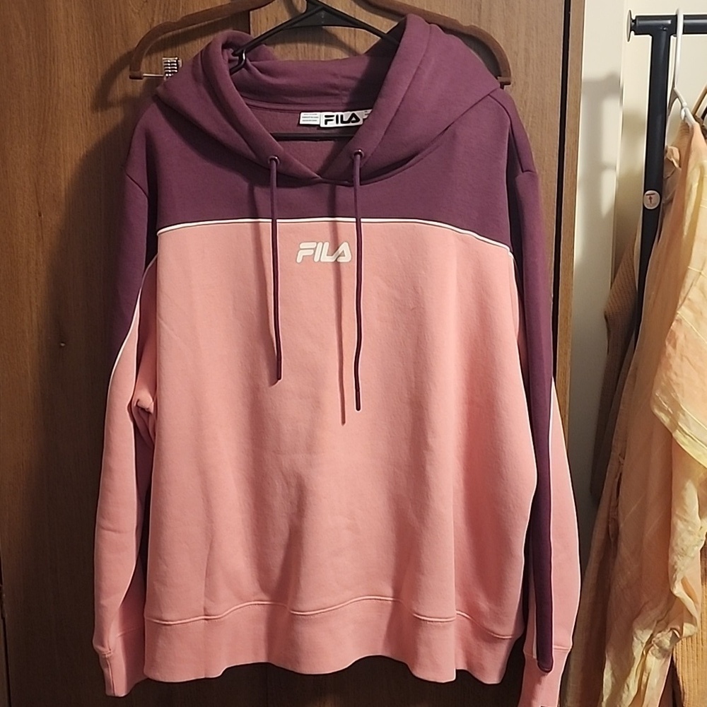 Fila Women's Vigor Colorblocked Long Sleeve Hoodie Purple Size 3X NWT
